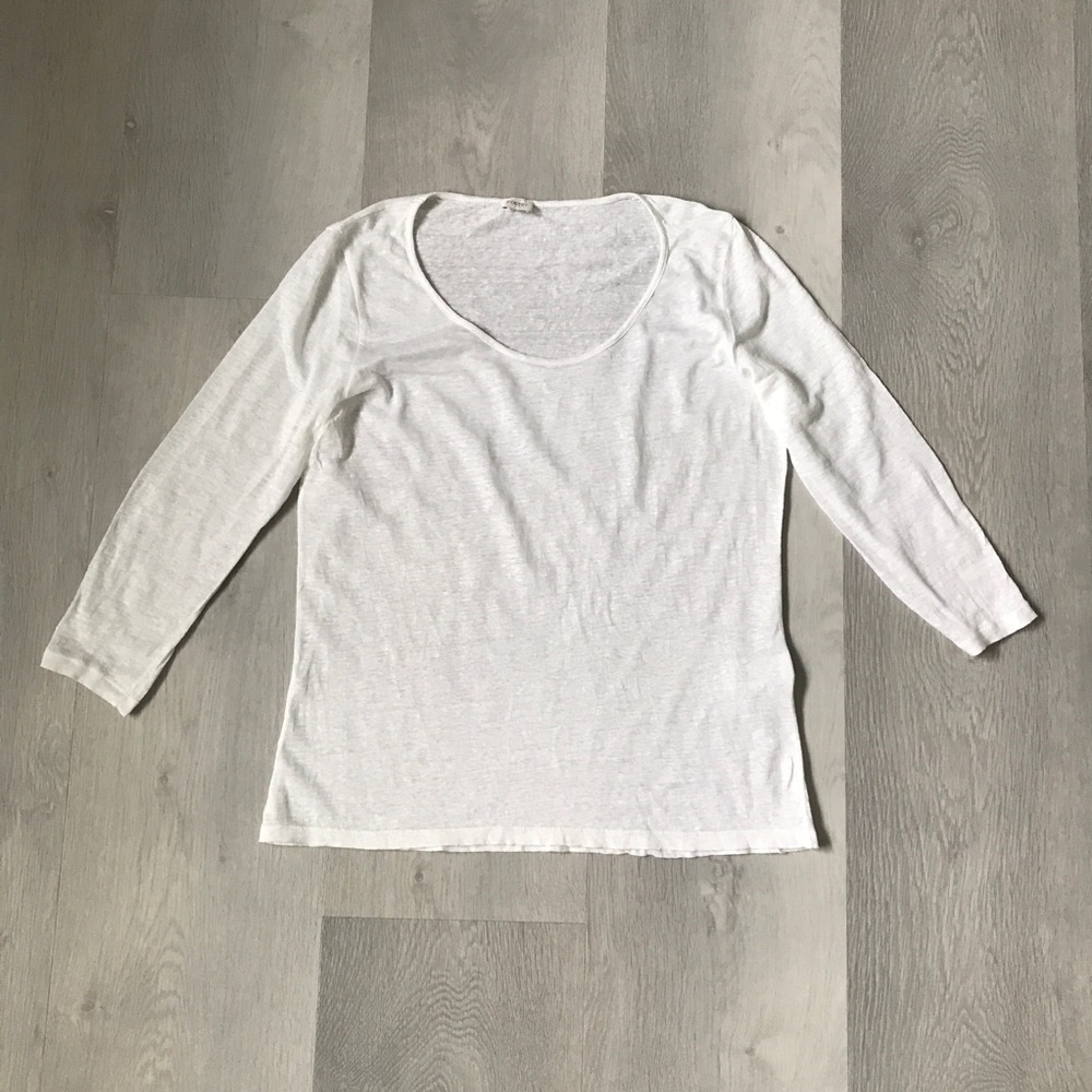 POETRY 100% LINEN WHITE KING SKEEVE SEMI SHEER T SHIRT WOMENS LARGE